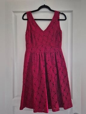 Lace Overlay Red Dress
